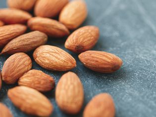 almonds on a hard surface