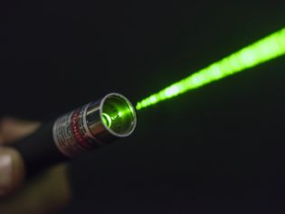 Green laser pointer up close